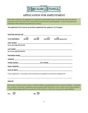 New Zealand Employment Application Form