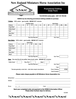 Promotional Clothing Order Form.doc