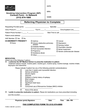 Smoking Intervention Program Consult Form