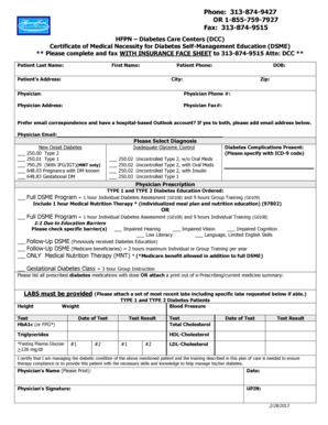 Certificate of Medical Necessity for Diabetes Self-Management Education