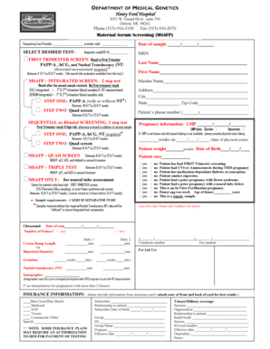 Maternal Serum Screening Request Form