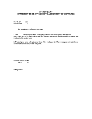 Affidavit for Assignment of Mortgage