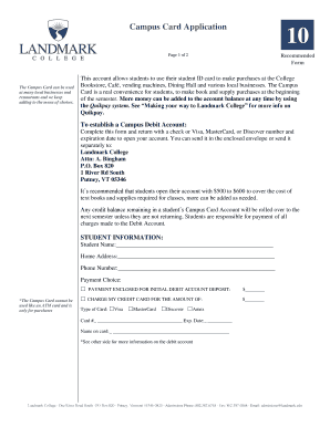 Campus Card Application Form