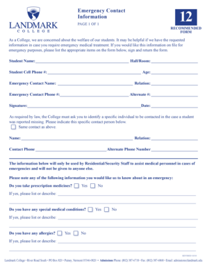 Emergency Contact Information Form