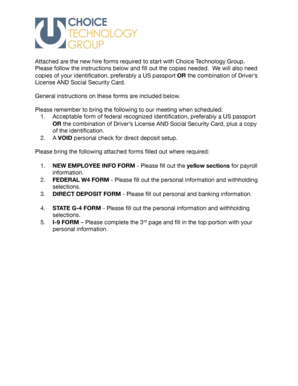 New Hire Forms for Choice Technology Group