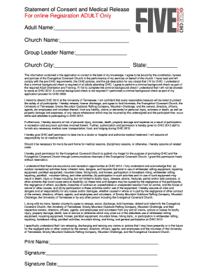 Adult Consent and Medical Release Form