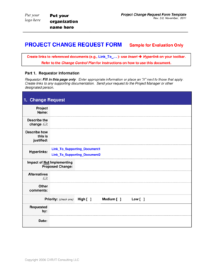 Project Change Request Form Template