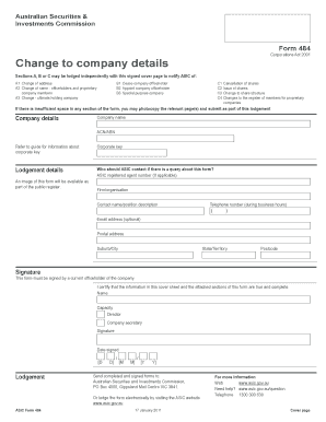 ASIC Form 484 Change to Company Details