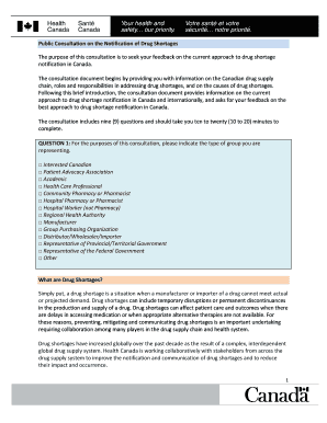 Public Consultation on Drug Shortage Notification