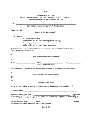 Condominium Act Proxy Form 9