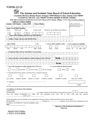 National Means-cum-Merit Scholarship Application Form