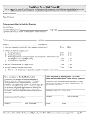 Qualified Scientist Form