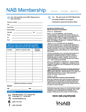 NAB Membership Application Form