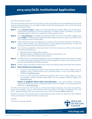 2014-2015 OLOL Institutional Application