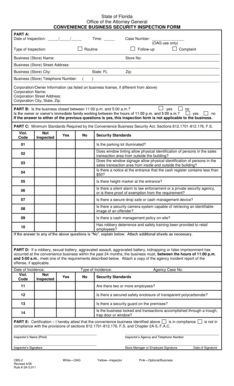 Florida Convenience Business Security Inspection Form