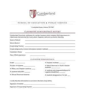 Classroom Demographics Report