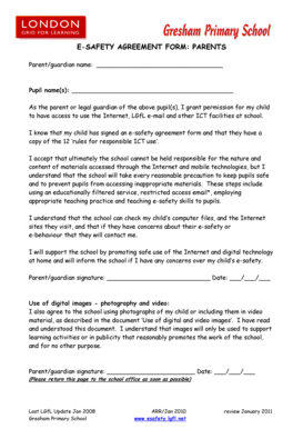 E-Safety Agreement Form: Parents