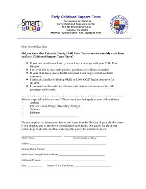 Early Childhood Health Resource Form