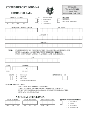Status Report Form 40