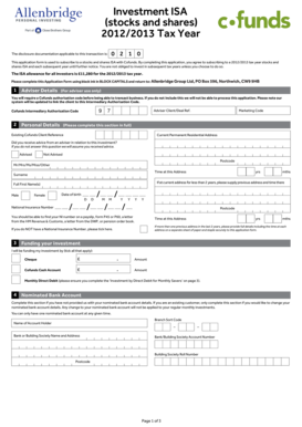 Stocks and Shares ISA Application Form