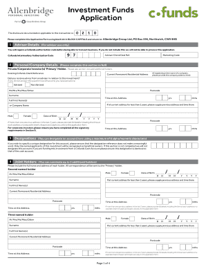 Investment Funds Application Form