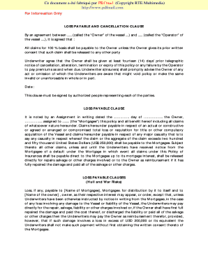 Loss Payable and Cancellation Clause