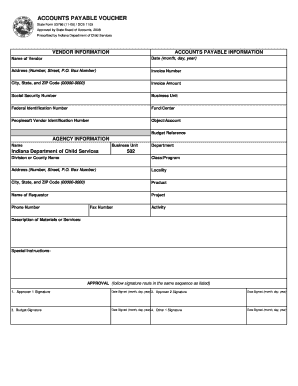 Indiana Accounts Payable Voucher