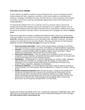 Artist Résumé Template