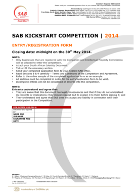 SAB KickStart Competition Entry Form