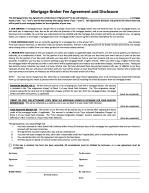 Mortgage Broker Fee Agreement and Disclosure