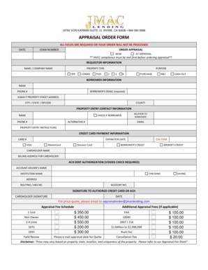Appraisal Order Form