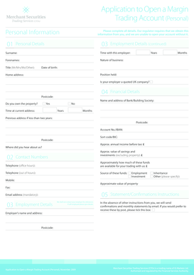 Application to Open a Margin Trading Account (Personal)