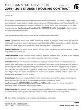 Michigan State University Student Housing Contract