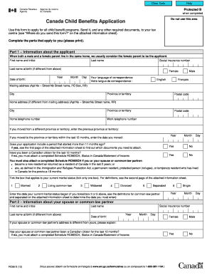 Canada Child Benefits Application Form