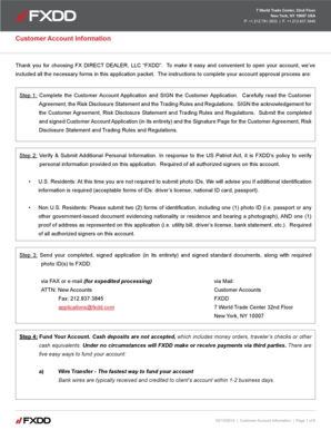 FXDD Customer Account Application