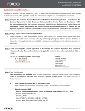 FXDD Malta Customer Account Application