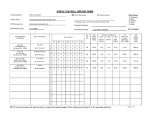 Weekly Payroll Report Form