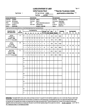 IL Department of Labor Certified Transcript of Payroll