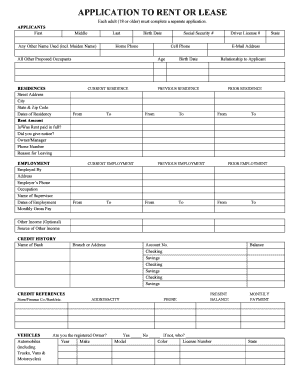 Rental Application Form