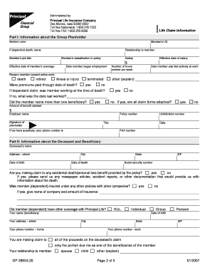 Principal Life Group Life Claim Form