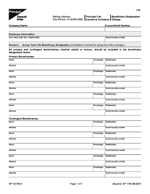 Principal Life Beneficiary Designation Form