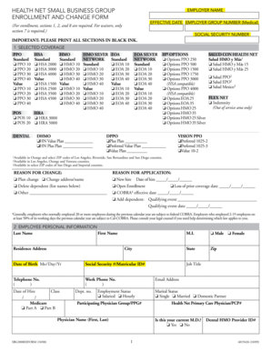 Health Net Small Business Group Enrollment Form