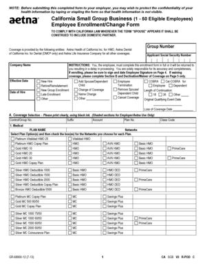 California Small Group Employee Enrollment Form