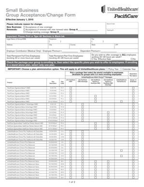 Small Business Group Acceptance/Change Form