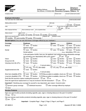 Principal Life Insurance Enrollment Waiver
