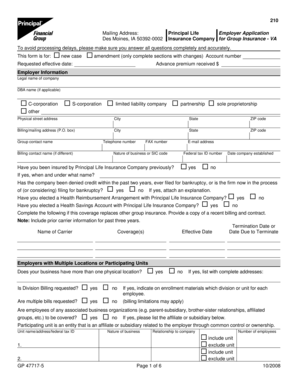 Principal Life Employer Application Form 210