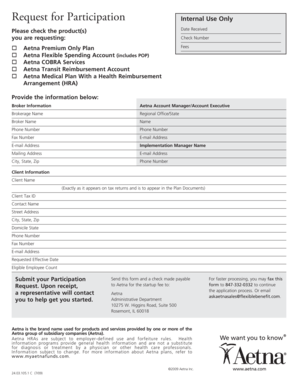 Aetna Benefits Plan Participation Request Form