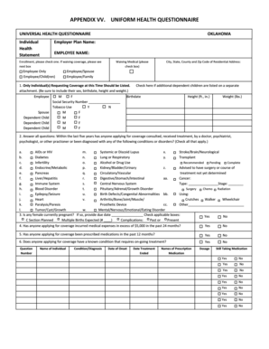 Uniform Health Questionnaire