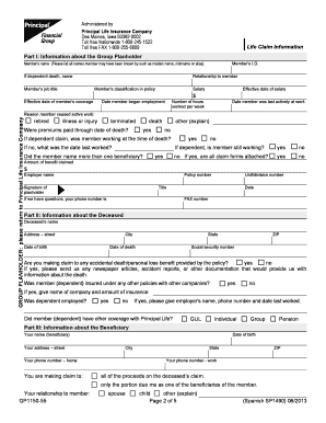 Principal Life Group Life Claim Form
