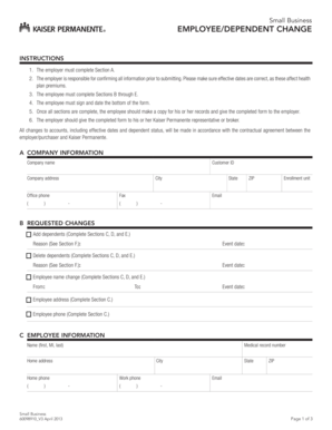 Employee/Dependent Change Form